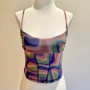 UO Urban Outfitters Multi-colored Mesh Corset Top - Size XS